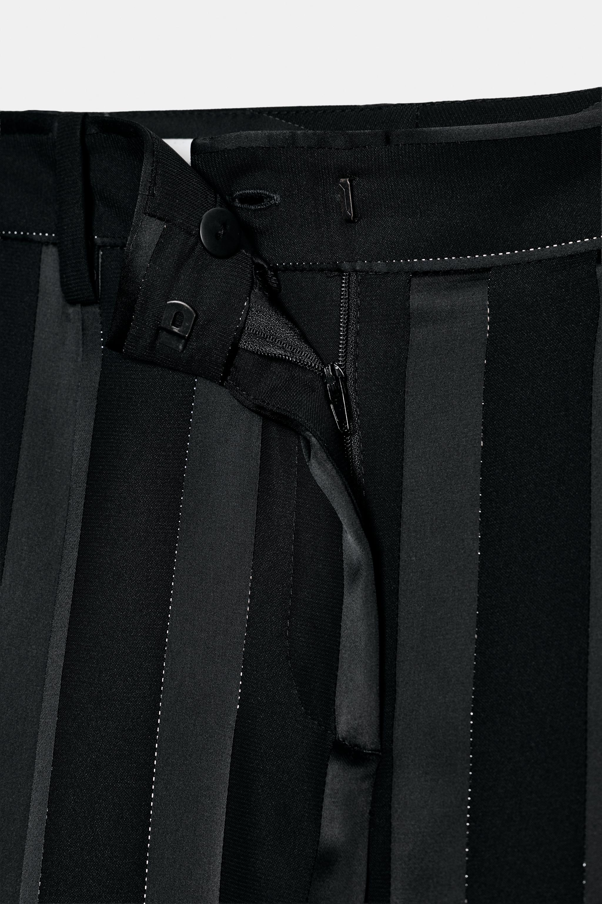 PANTALON JACQUARD RAYURES FIL MÉTALLISÉ